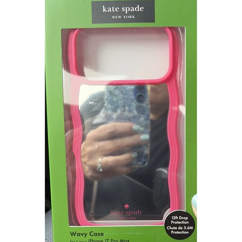 Kate Spade iPhone 17 Pro Max Case w/MagSafe - Wavy Pink w/ Mirror